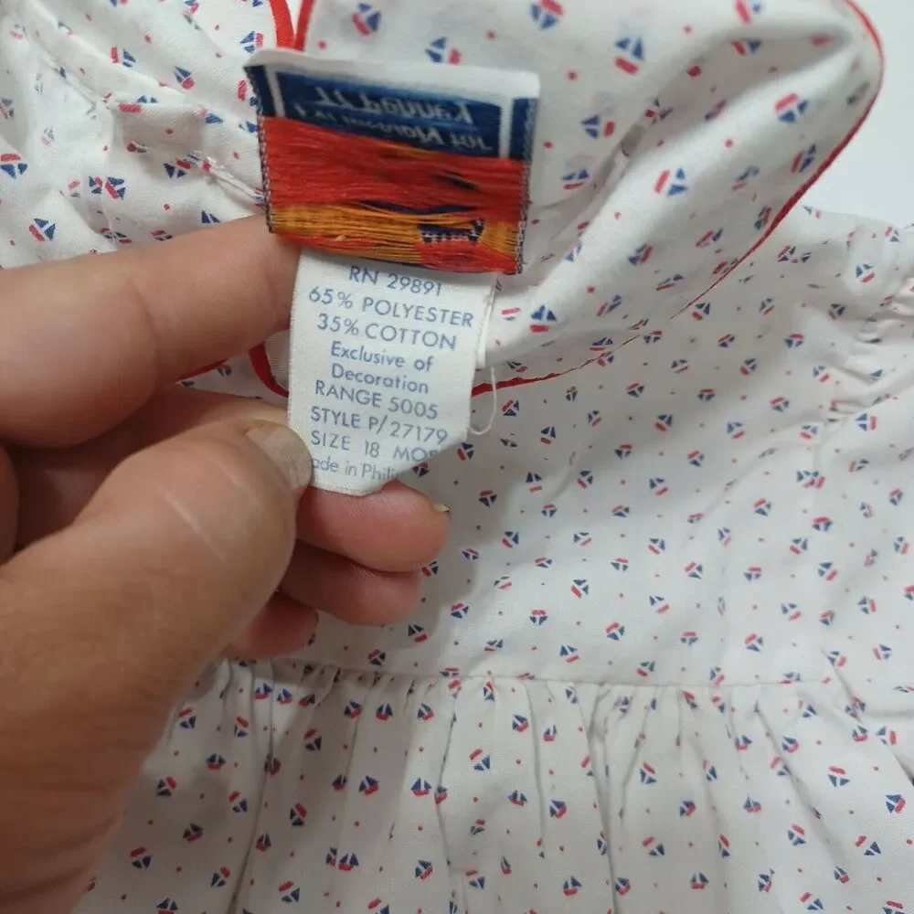Nanas Pet Baby Girls 18 Months Fit And Flare Dress White Red Sailors Boat Button